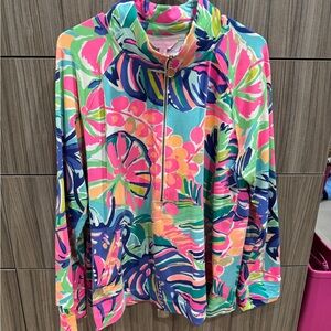 Lilly Pulitzer Floral Quarter-Zip Pullover XL